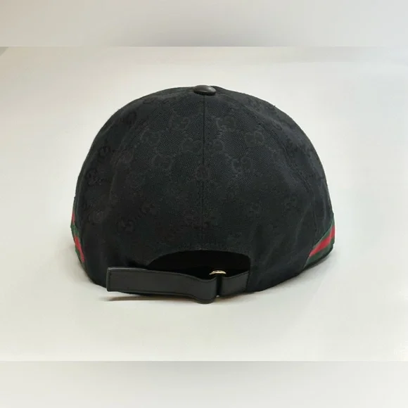 Gucci Original Men’s Canvas Hat With Web|XXL Strap Back Adjustable Cap|Black - Picture 9 of 9